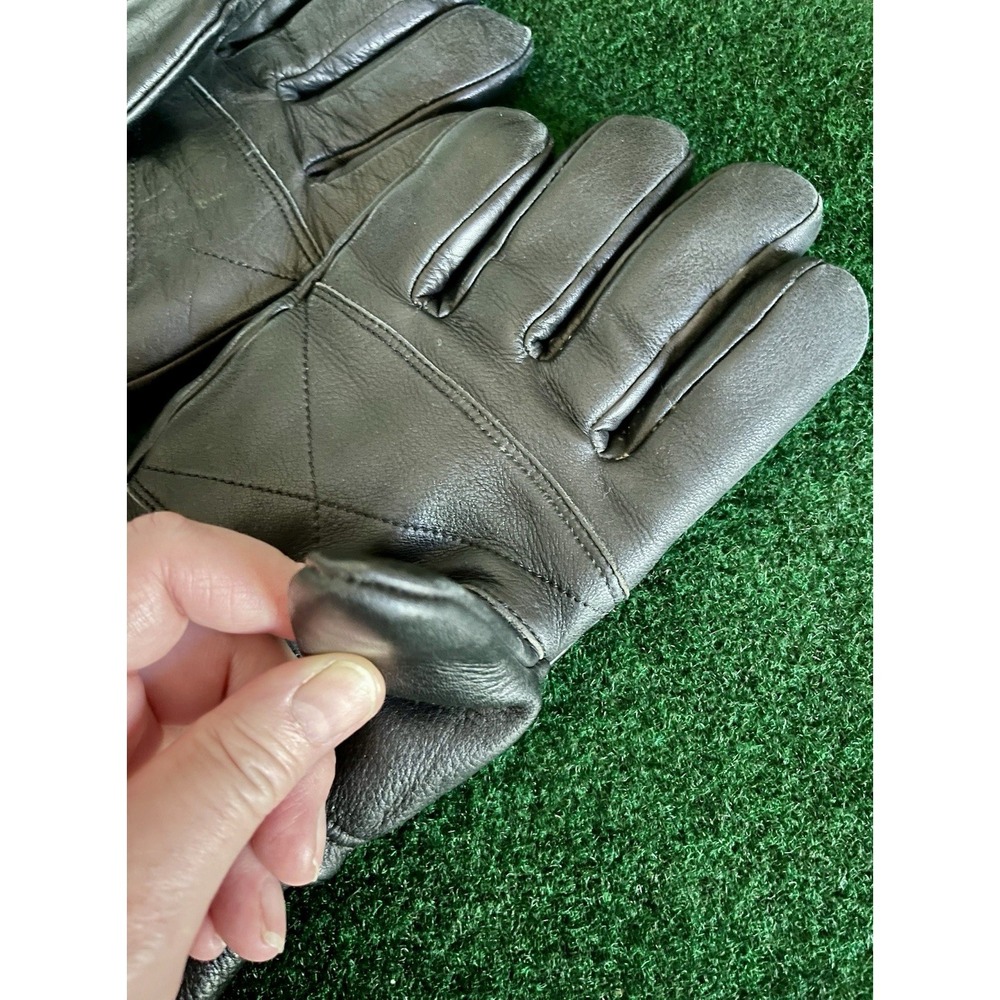 Aris Softan Leather Ski Gloves Mens Small Brown Cotton Fleece Lined Vintage - Picture 3 of 15